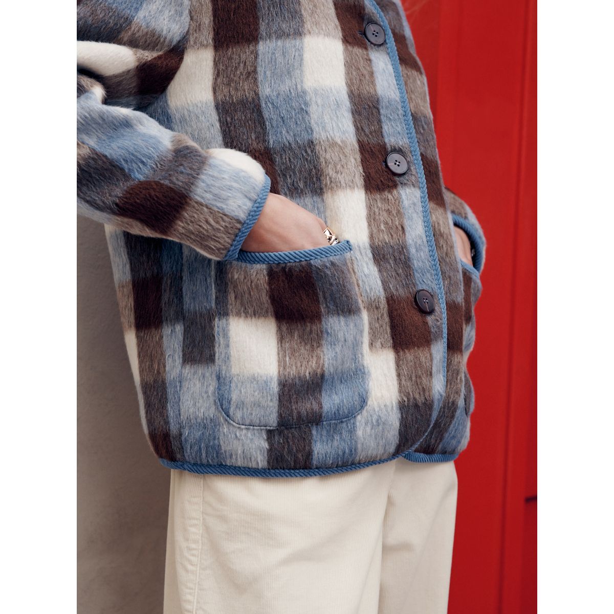 Veste à carreaux marron et bleu, NEXT