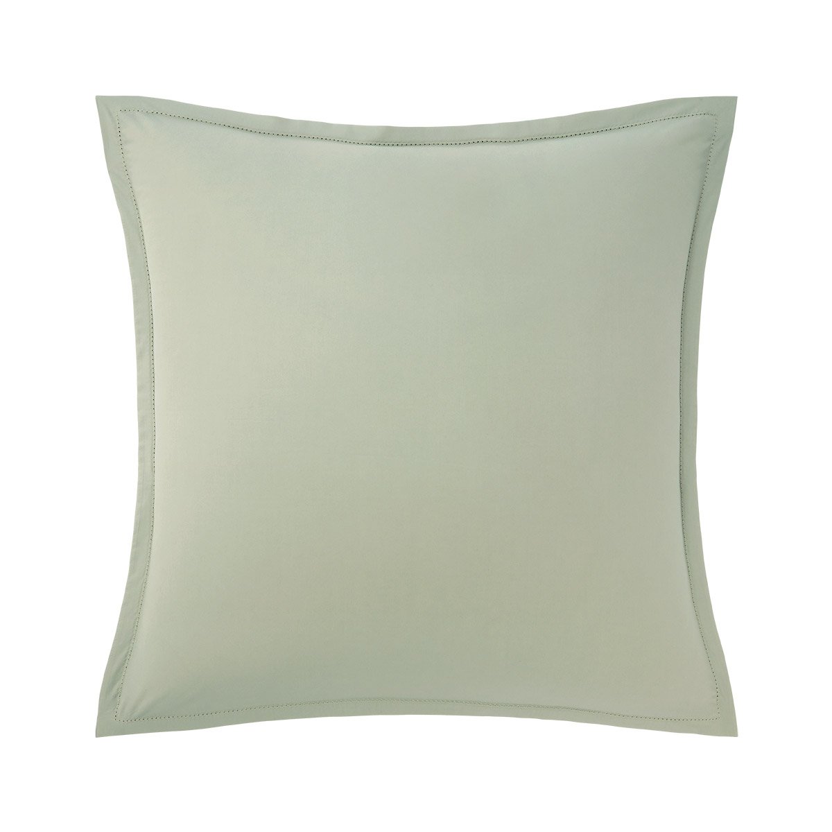 Taie d'oreiller en percale de coton vert, ALCOVE kaki, DESFORGES