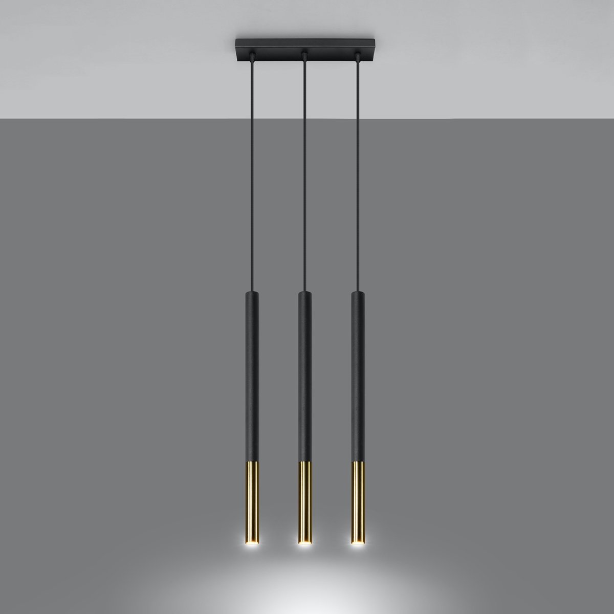 Suspension Acier Or/Noir G9 3 Mozaica Line jaune, EDEN