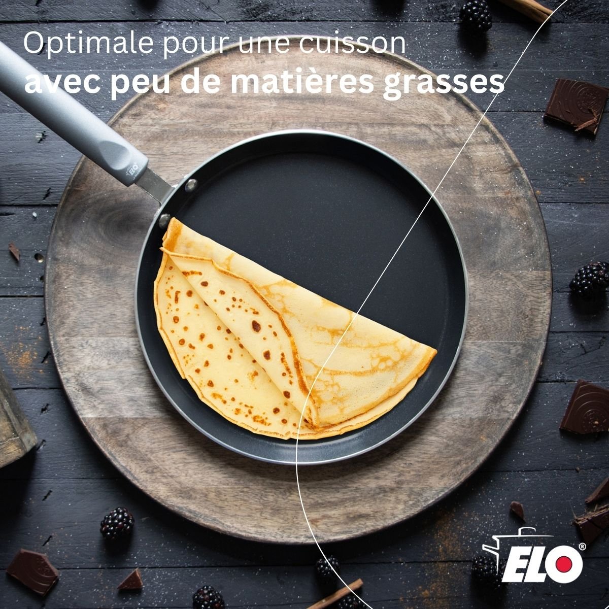 Poêle à crêpes 26 cm antiadhésive sans PFAS DUCATO gris,noir, ELO