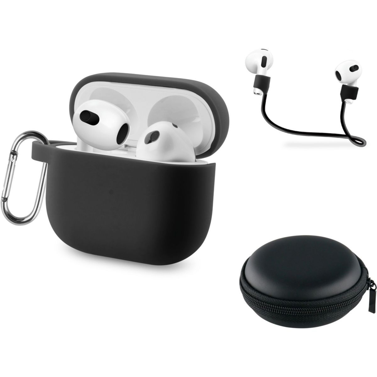 Etui Airpods 3 noir blanc, ESSENTIEL B