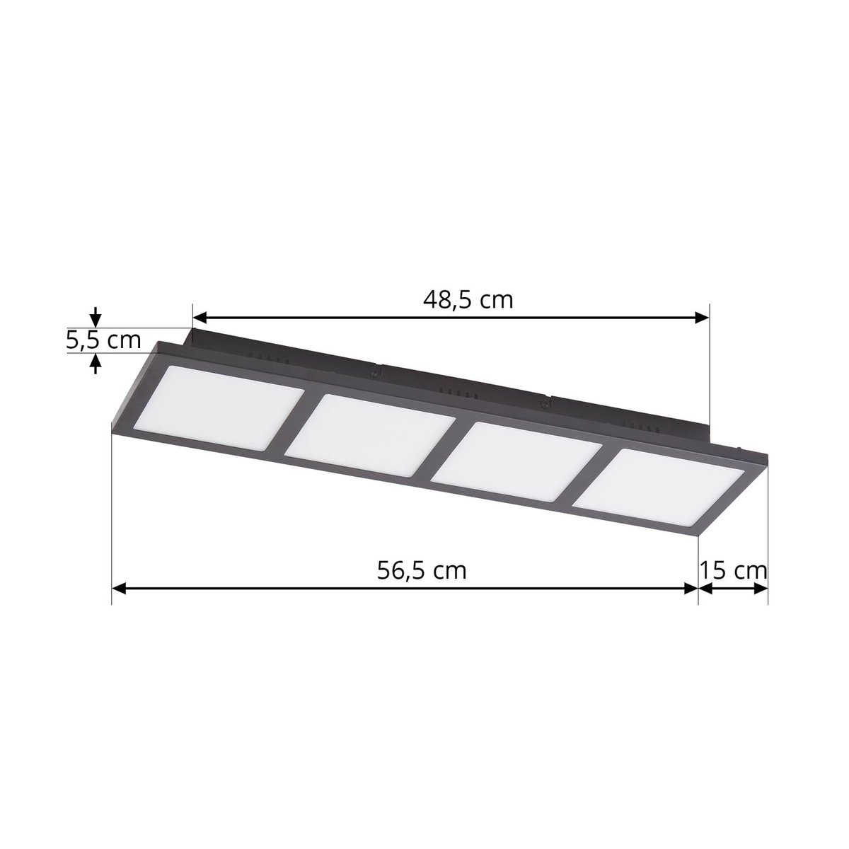 Plafonnier  moderneLED, Raymie blanc, noir mat, LINDBY