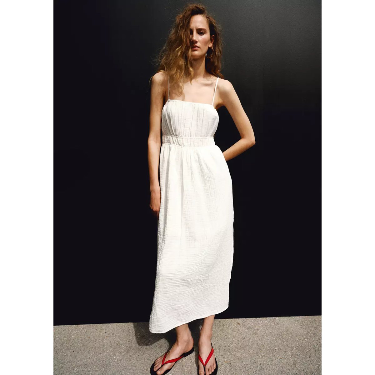 Robe froncée blanc, MANGO