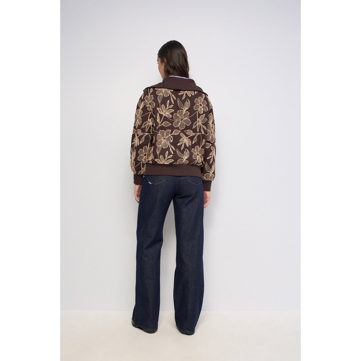 SWEAT À DEMI-ZIP AVEC BRODERIES marron, SALSA JEANS