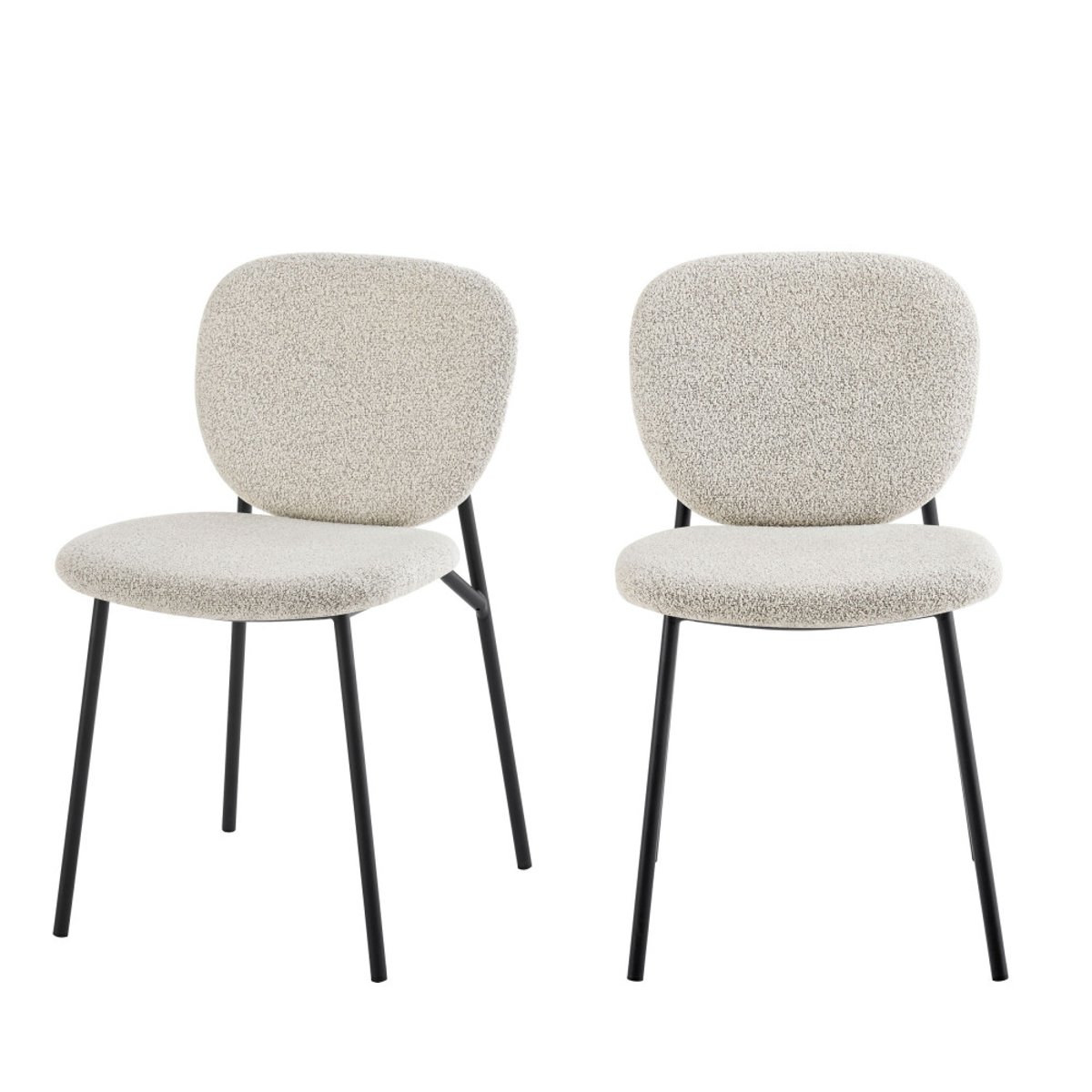 Lot de 2 chaises en tissu et métal- DALBY écru chiné, DRAWER