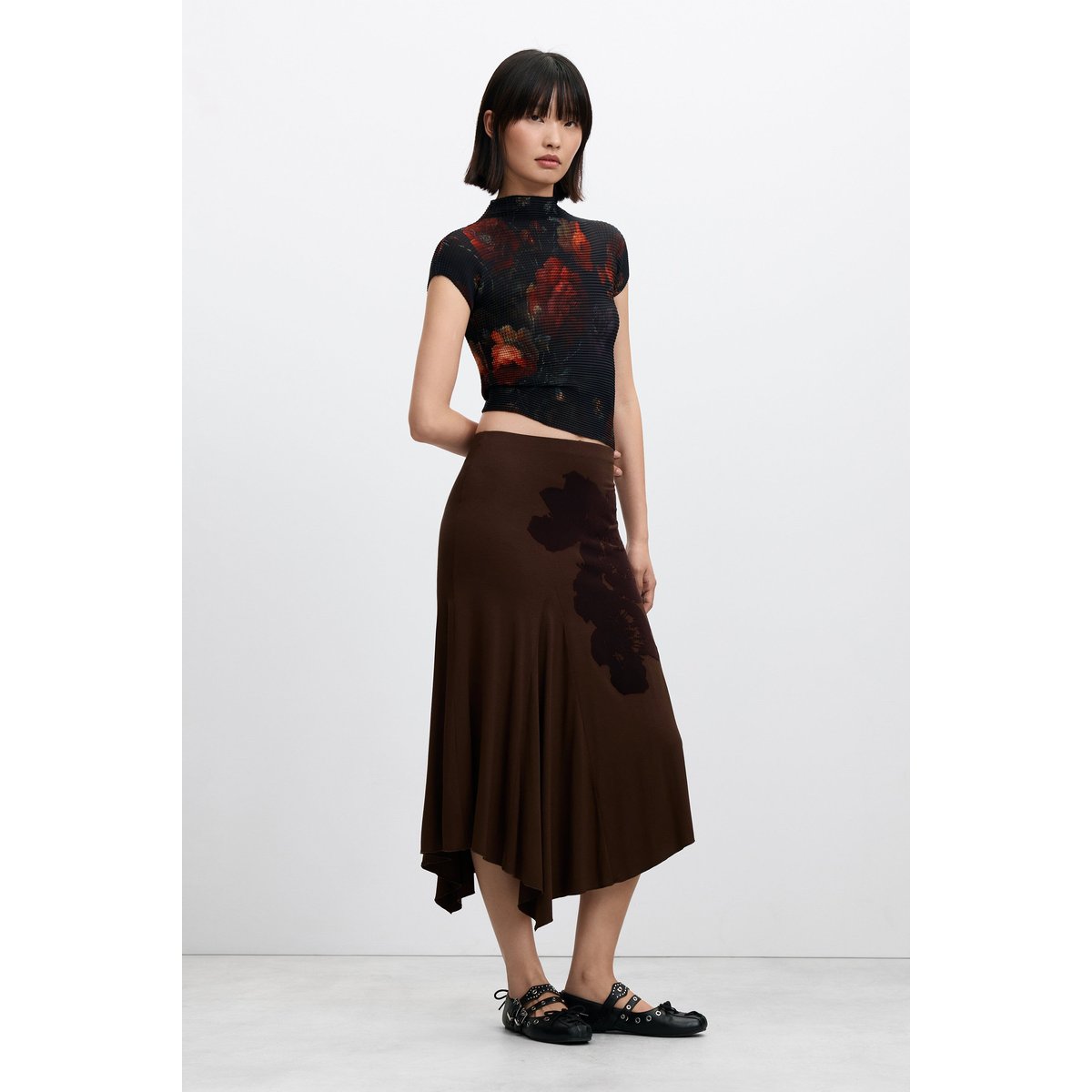 blouse à imprimé fleuri noir, DESIGUAL
