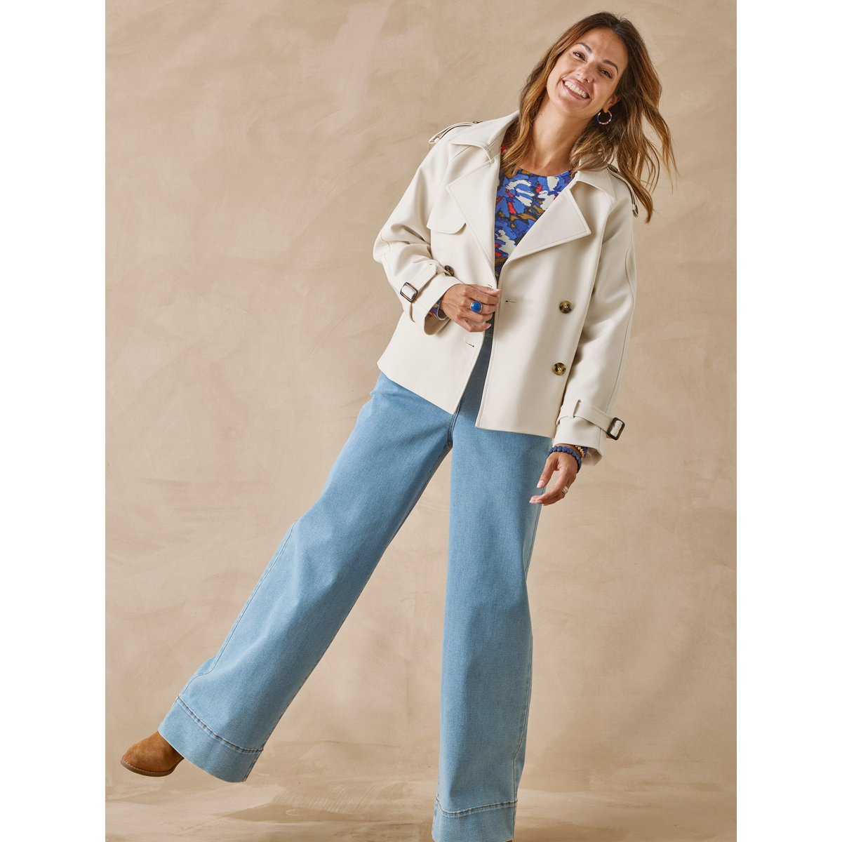 Veste courte esprit trench ecru, DAXON