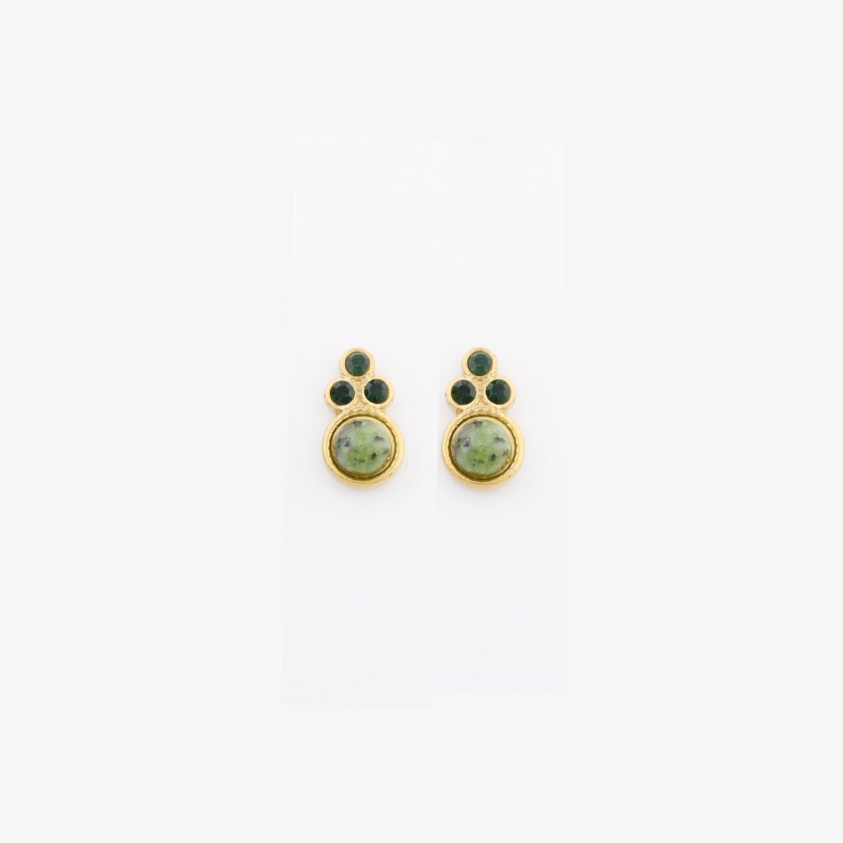 Boucles d'oreilles puces en acier inoxydable et pierre verte vert, BALABOOSTE