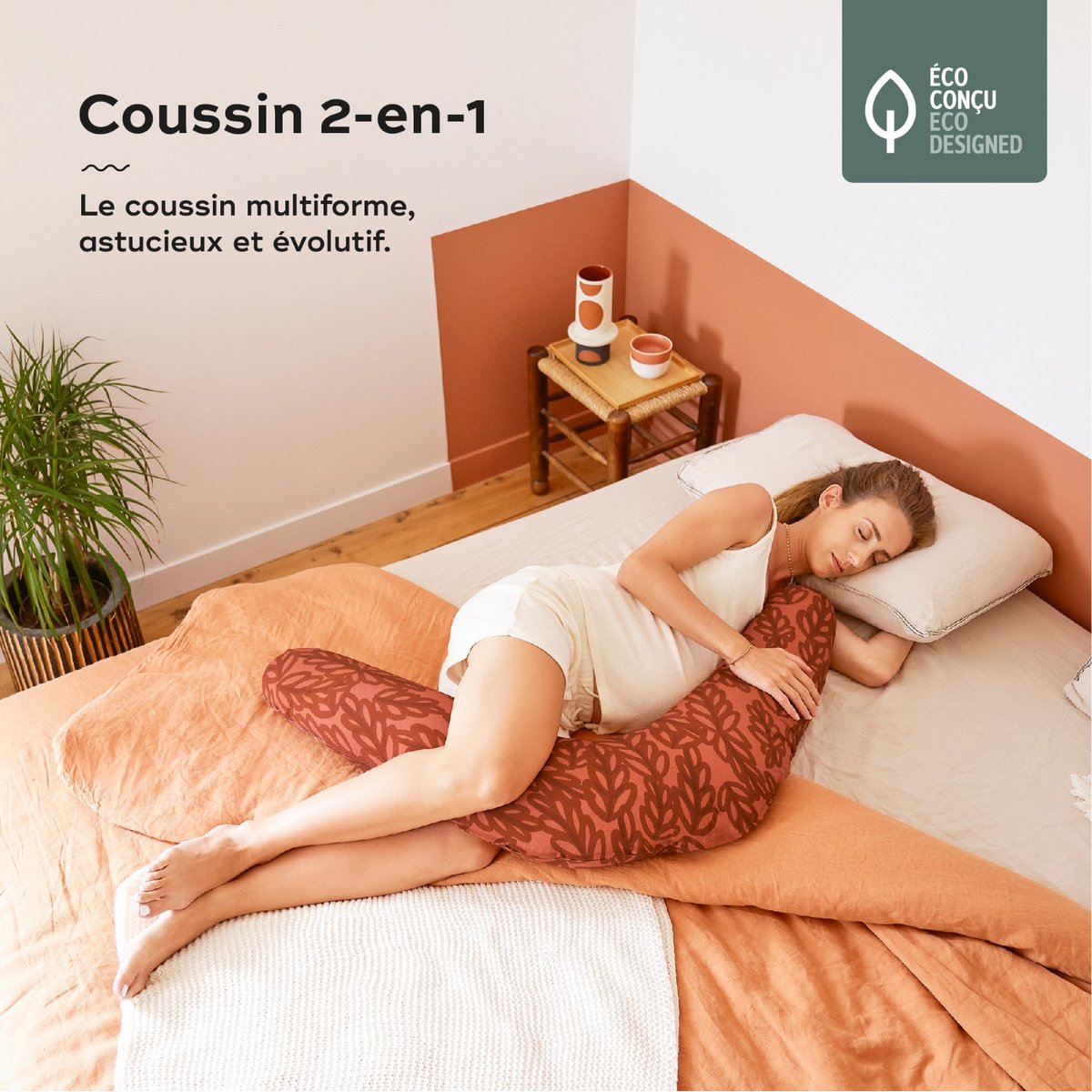 Coussin d'allaitement et de grossesse B.Love 2 en 1 Wind Green orange, BABYMOOV