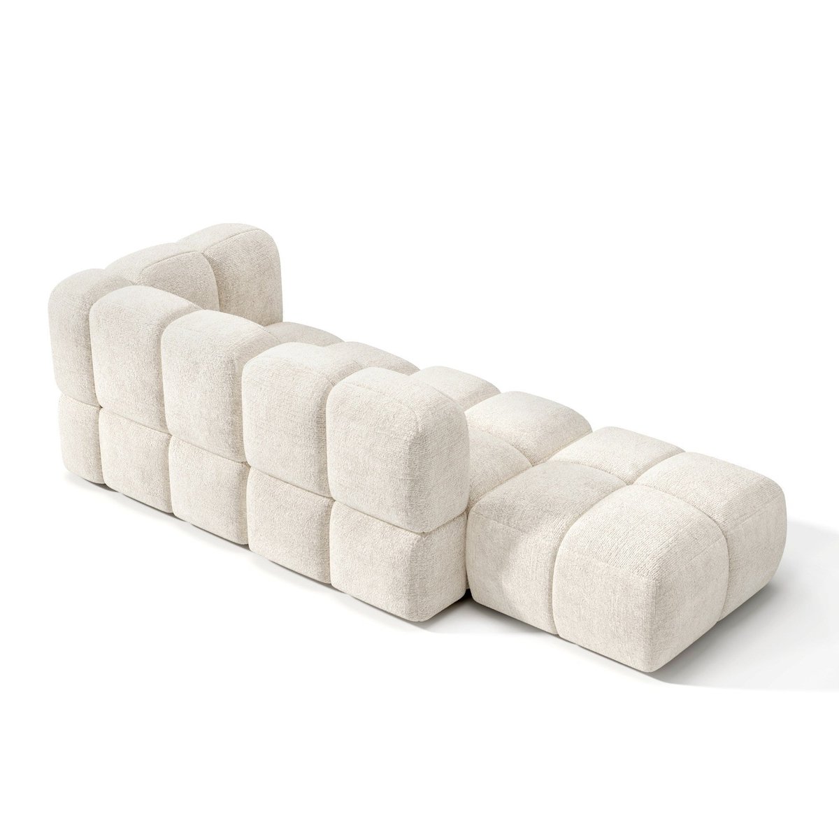 Canapé modulable 5 places en velours texturé NUBI crème, SIA HOME