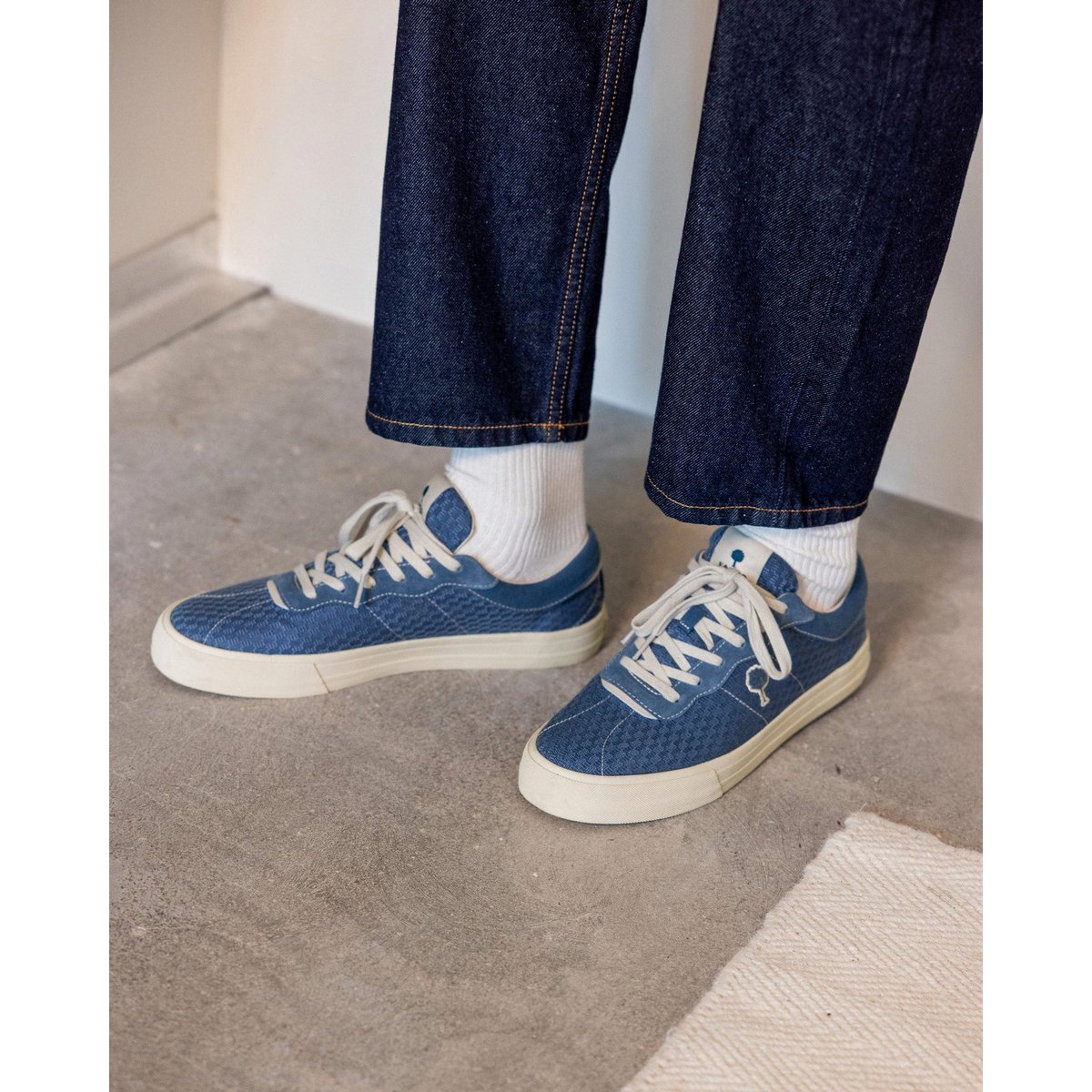 Tennis basses tissu suede NASHI bleu océan, FAGUO