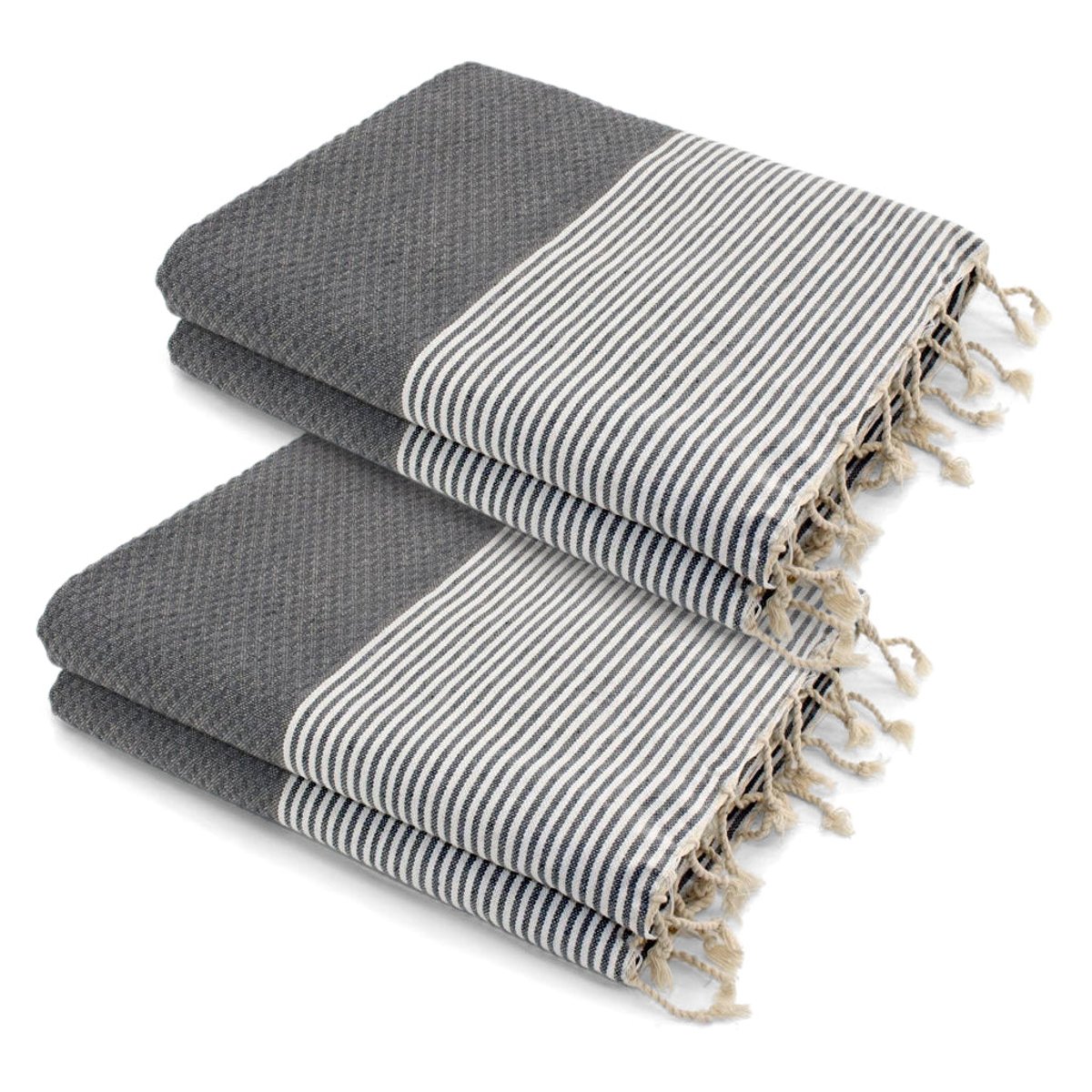 Lot de 2 foutas XXL coton IBIZA gris moyen, FEBRONIE