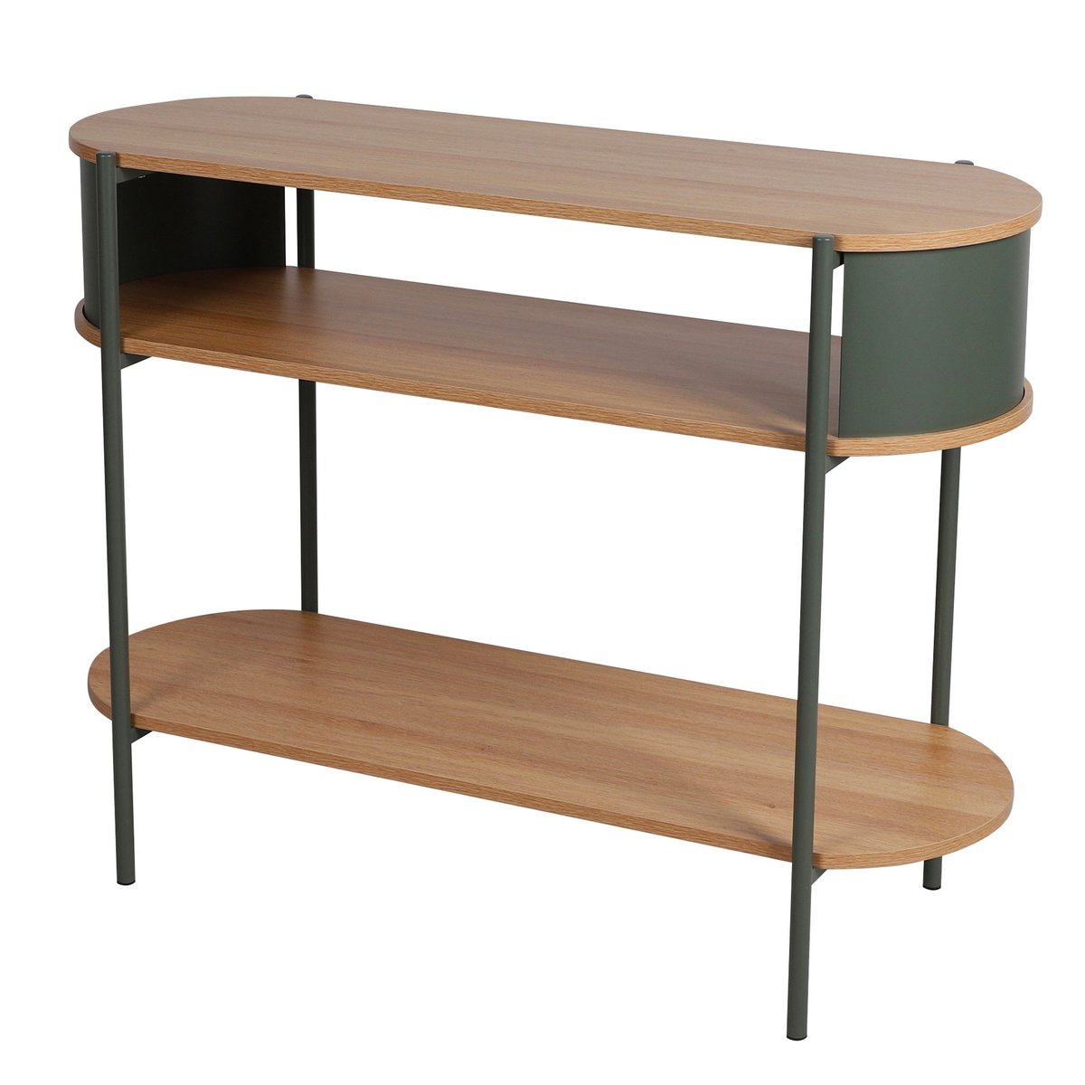 Console d'entrée 2 niveaux bois et verts 100x39x76cm vert, WADIGA
