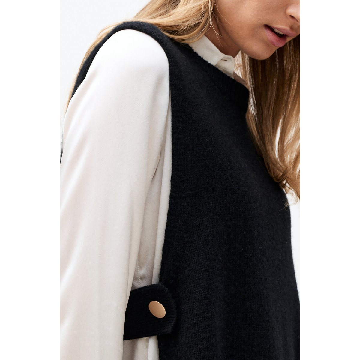 Poncho col rond en laine HEVY noir, CAROLL