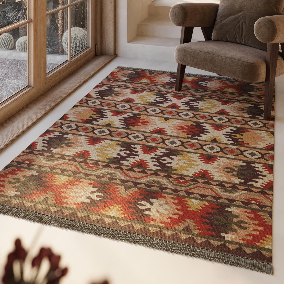 Tapis en laine, tissé main, oriental , BALOU brun, WECON HOME