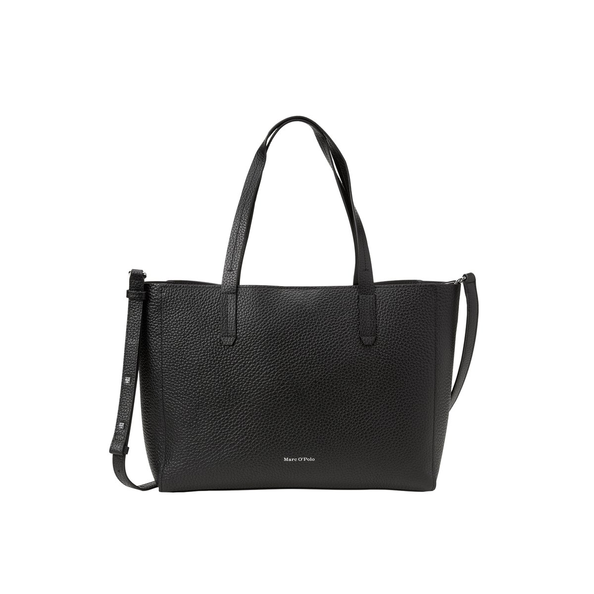 Shopper 3 en 1 moyen en cuir de vache grainé noir, MARC O'POLO
