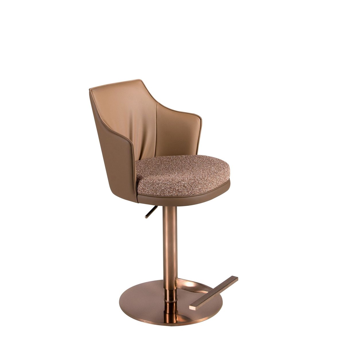 Tabouret pivotant en tissu marbré et similicuir marron | rose, ANGEL CERDA