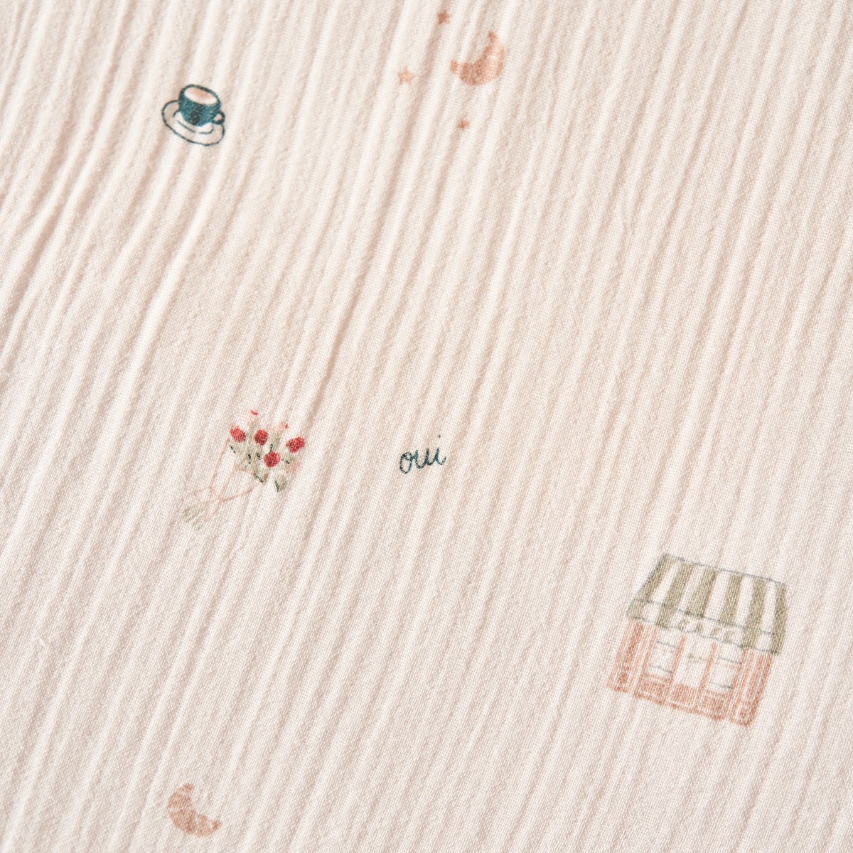 Parure de lit imprimée en gaze de coton, taies rectangles, BREAKFAST IN PARIS beige, ESSIX