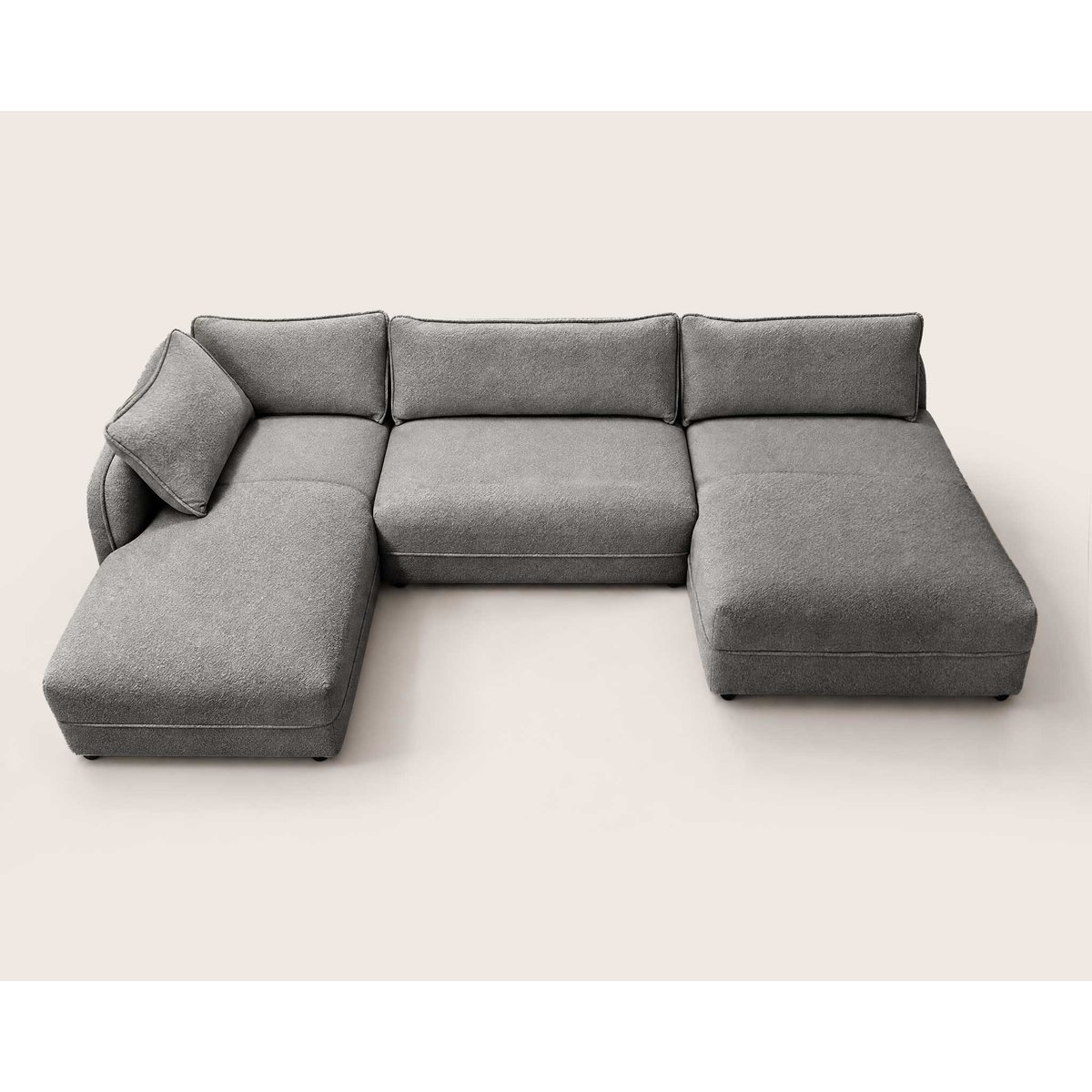 Canapé panoramique d'angle gauche 7 places, LUCIEN gris, BEST MOBILIER