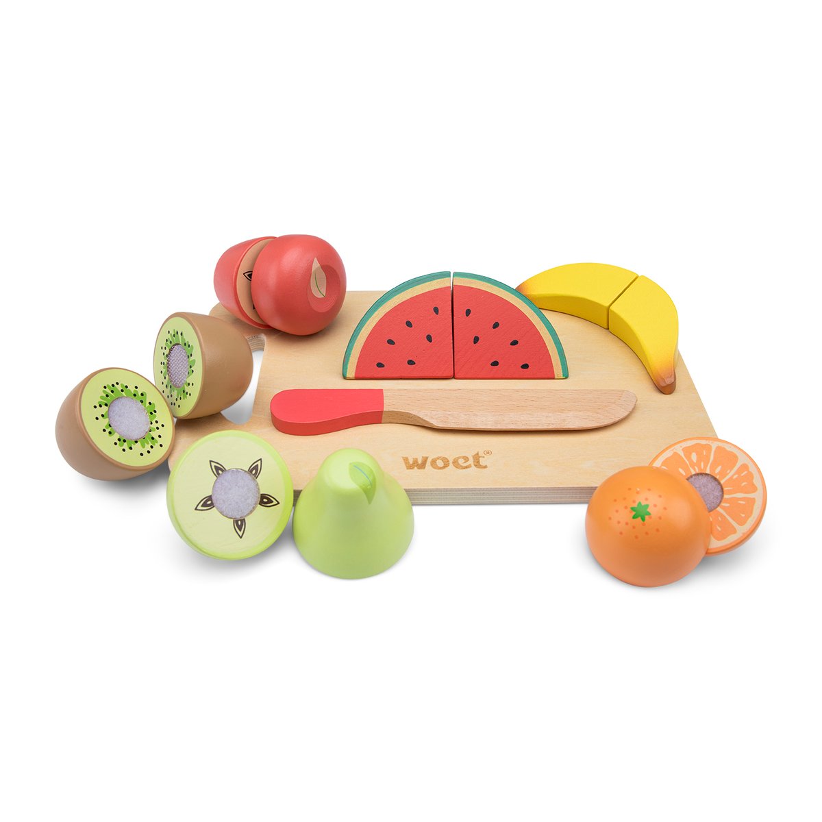 Fruits en bois à découper beige, NEW CLASSIC TOYS