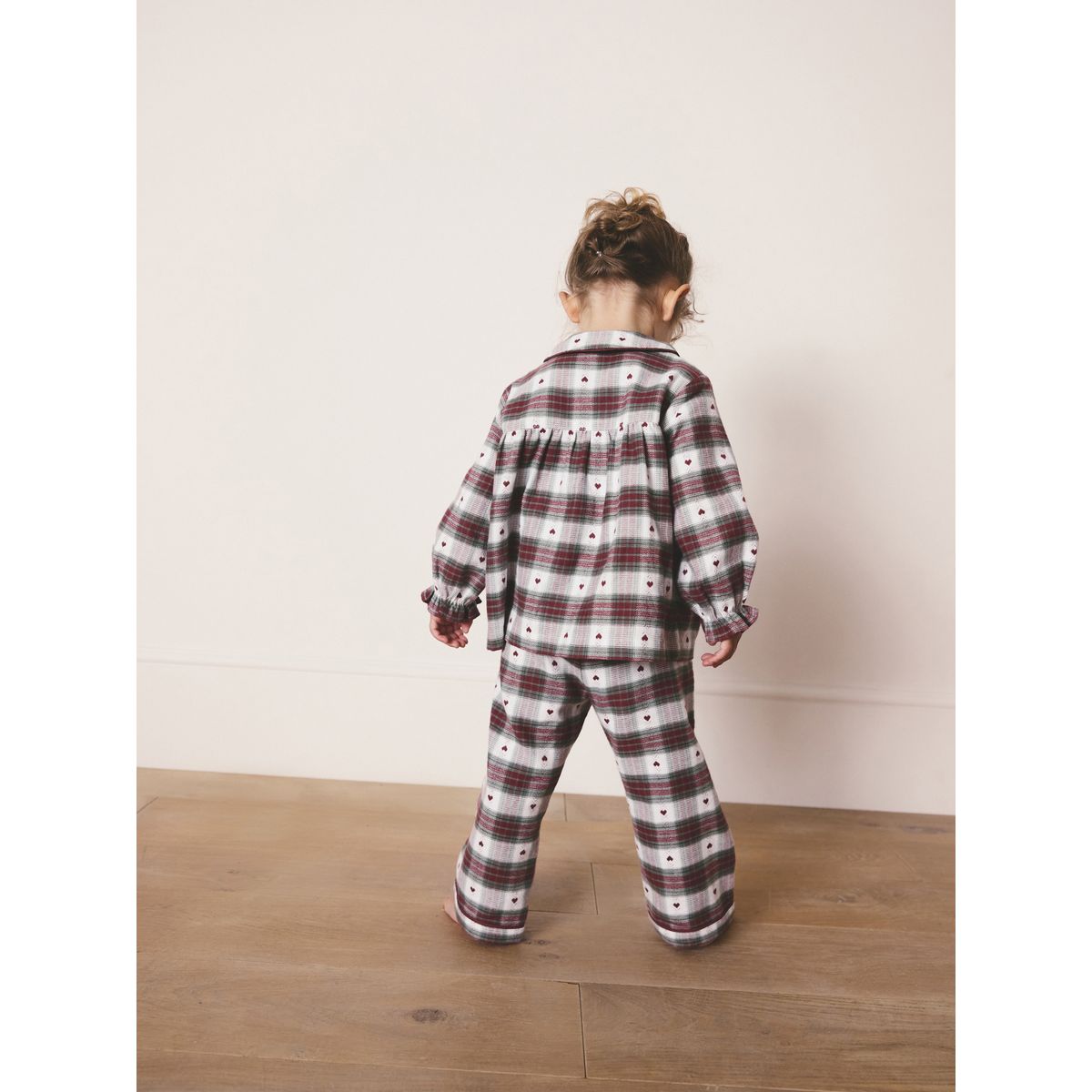 Pyjama boutonné tissé imprimé cœur rouge/vert, NEXT
