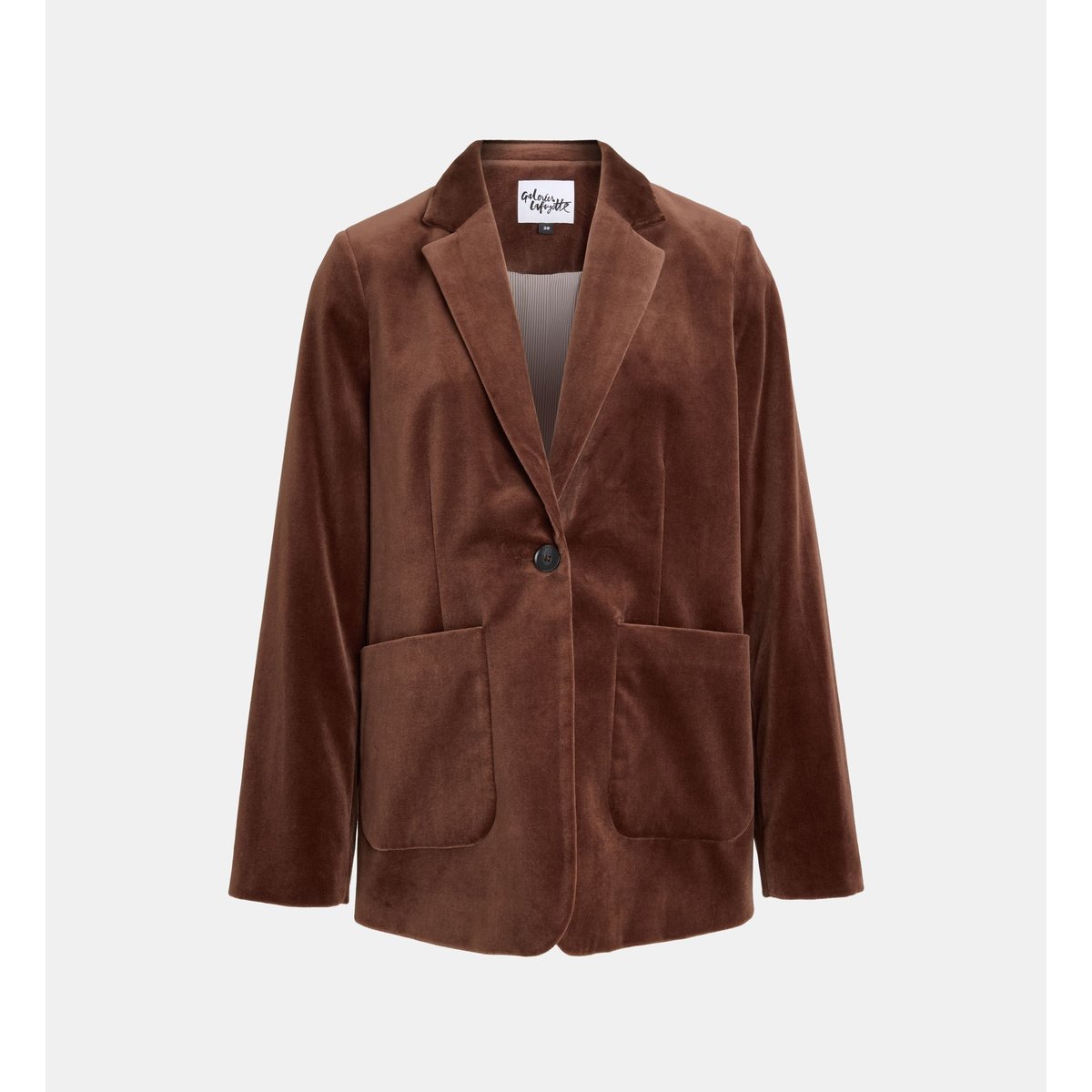 Veste droite fresk msk velours ras marron café, GALERIES LAFAYETTE
