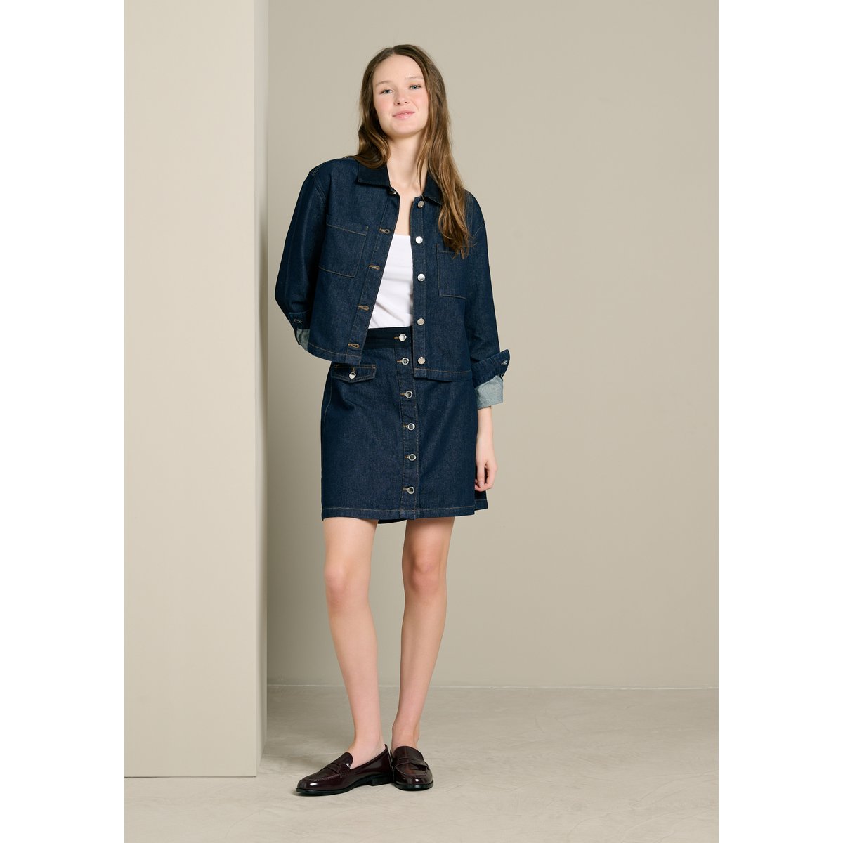 Mini-jupe en denim dark blue, LOLALIZA