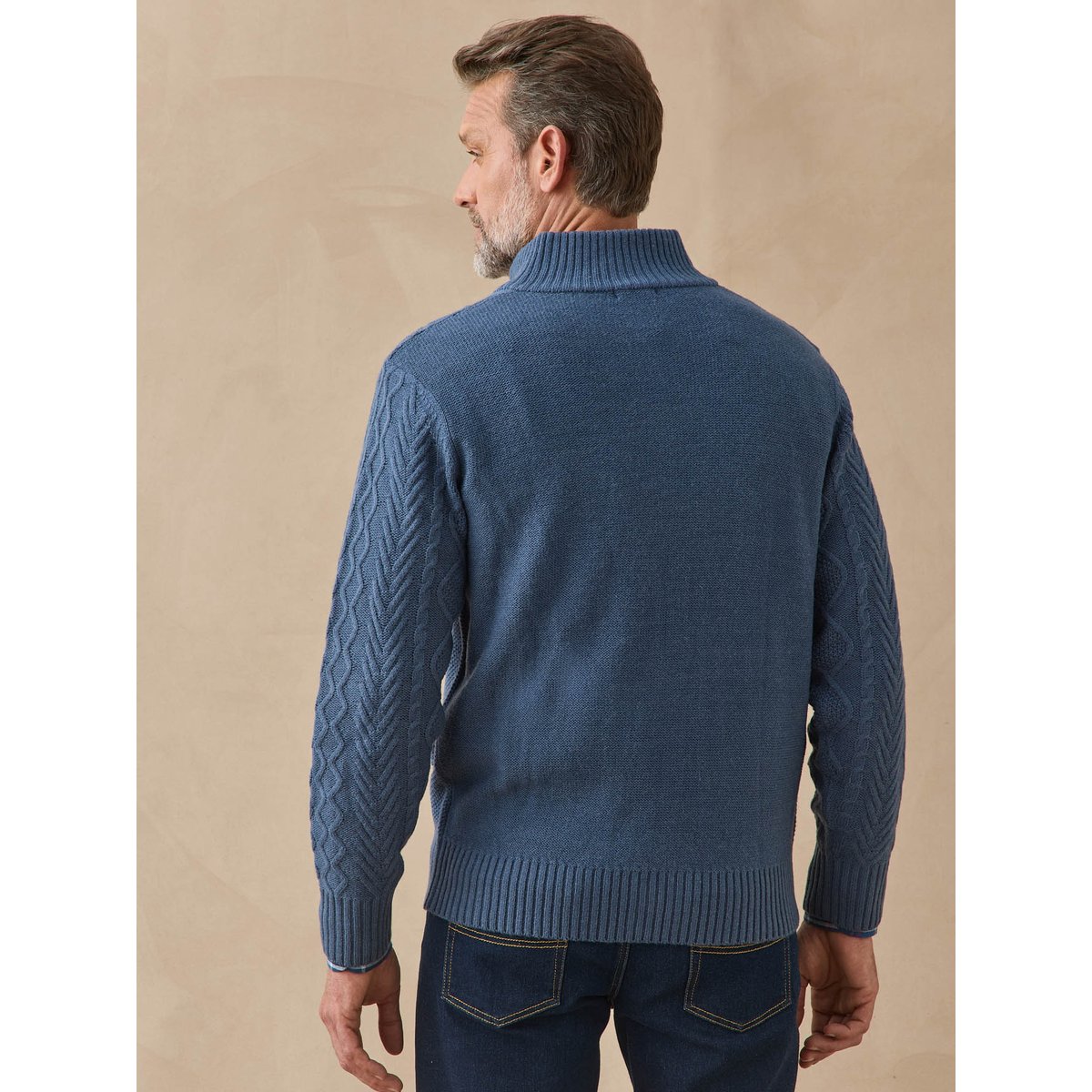 Gilet zippé avec laine bleu, DAXON