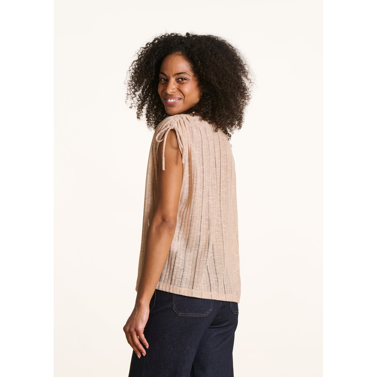 T-shirt ample irisé col V light gold, LA FEE MARABOUTEE