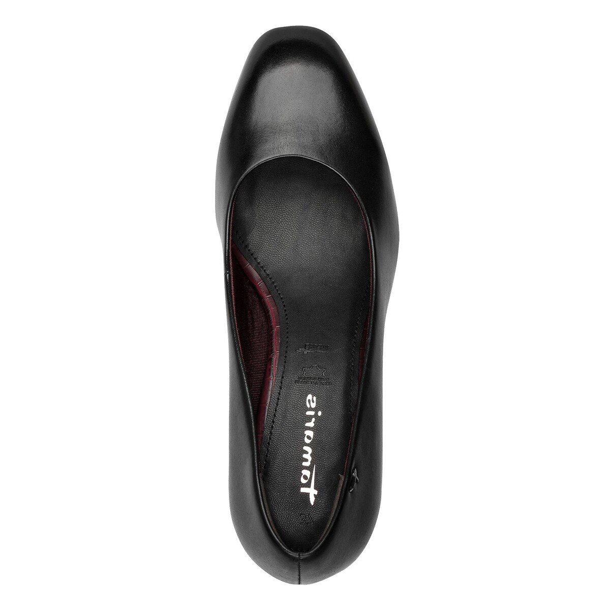Escarpins en cuir, bout amande noir, TAMARIS