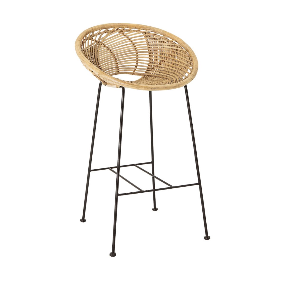 Tabouret de bar en métal et rotin 72cm - Yonne naturel, BLOOMINGVILLE