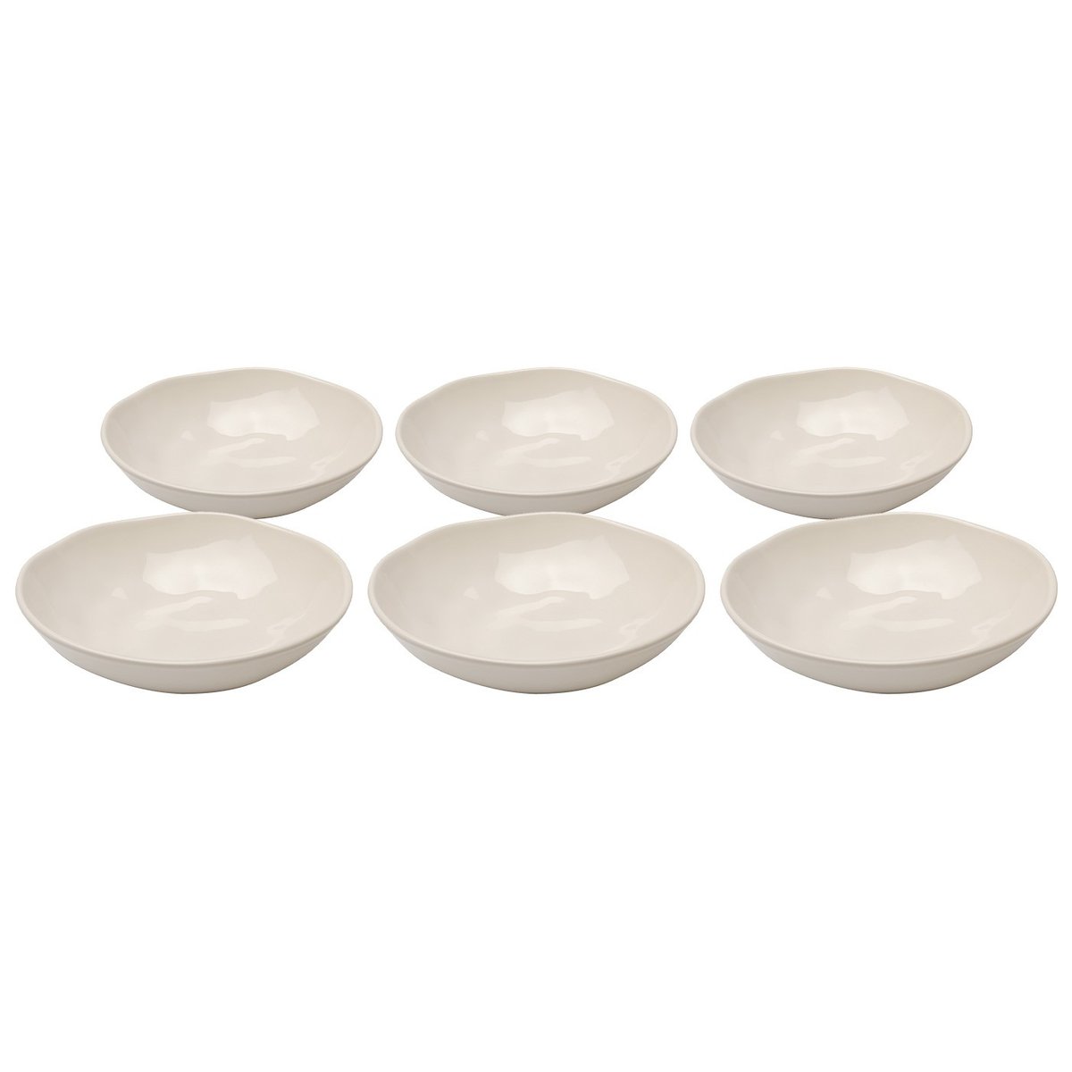 Lot de 6 assiettes creuses en faïence, ORGANIC crème, KARE DESIGN