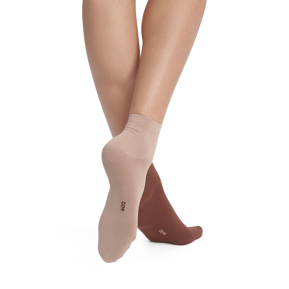 Lot de 2 paires de socquettes SKIN taupe / cappuccino, DIM