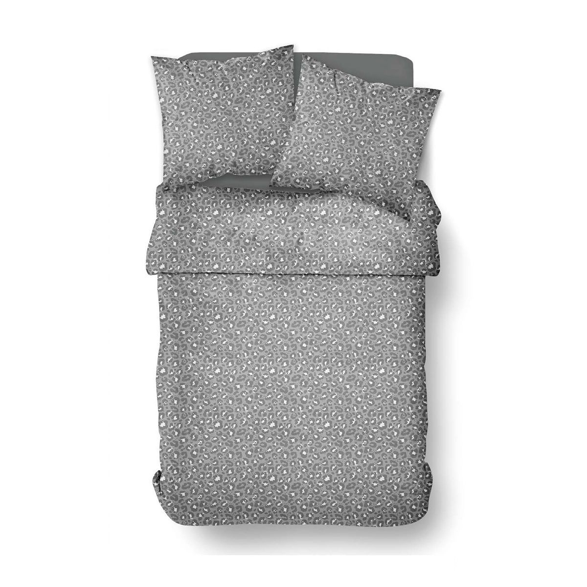 Parure de lit imprimé Animalier SUNSHINE LEO gris anthracite, TODAY