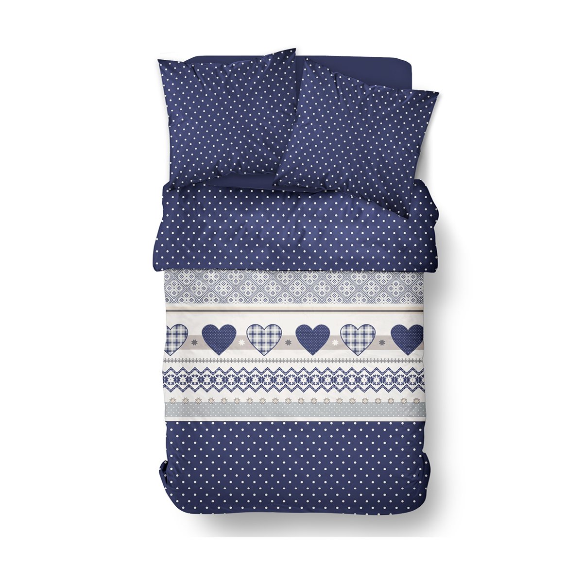 Parure de lit imprimé Pois coton FLANELLE bleu, TODAY