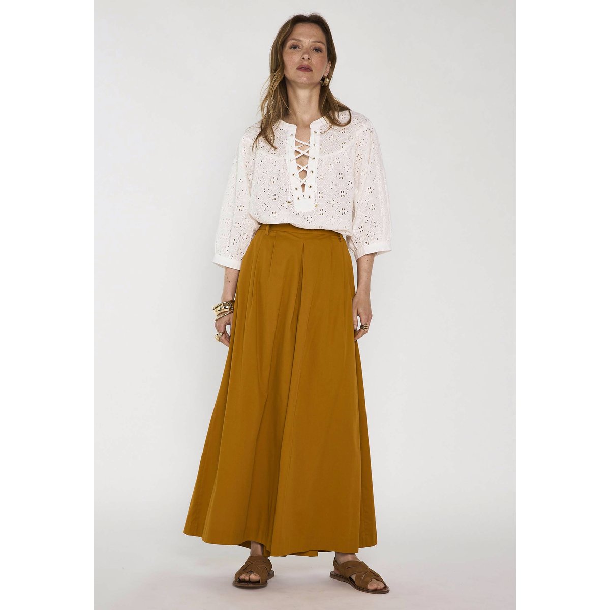 Blouse brodée à manches 3/4 DIANE ecru, Maison 123