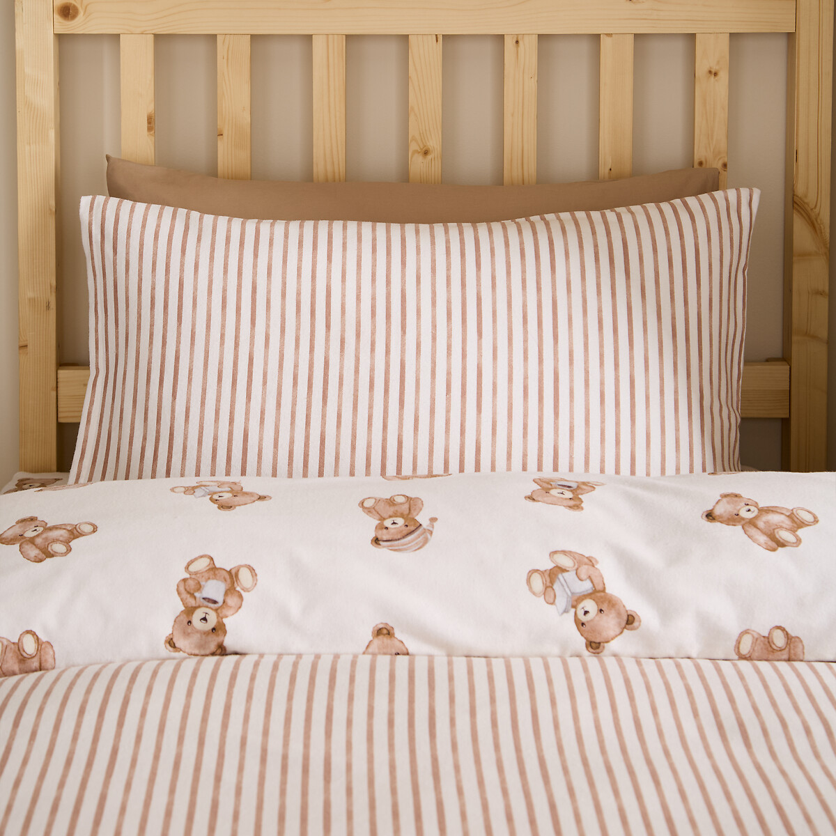 Brushed Teddy Bear Cotton Reversible Duvet Cover Set cream, CATHERINE LANSFIELD