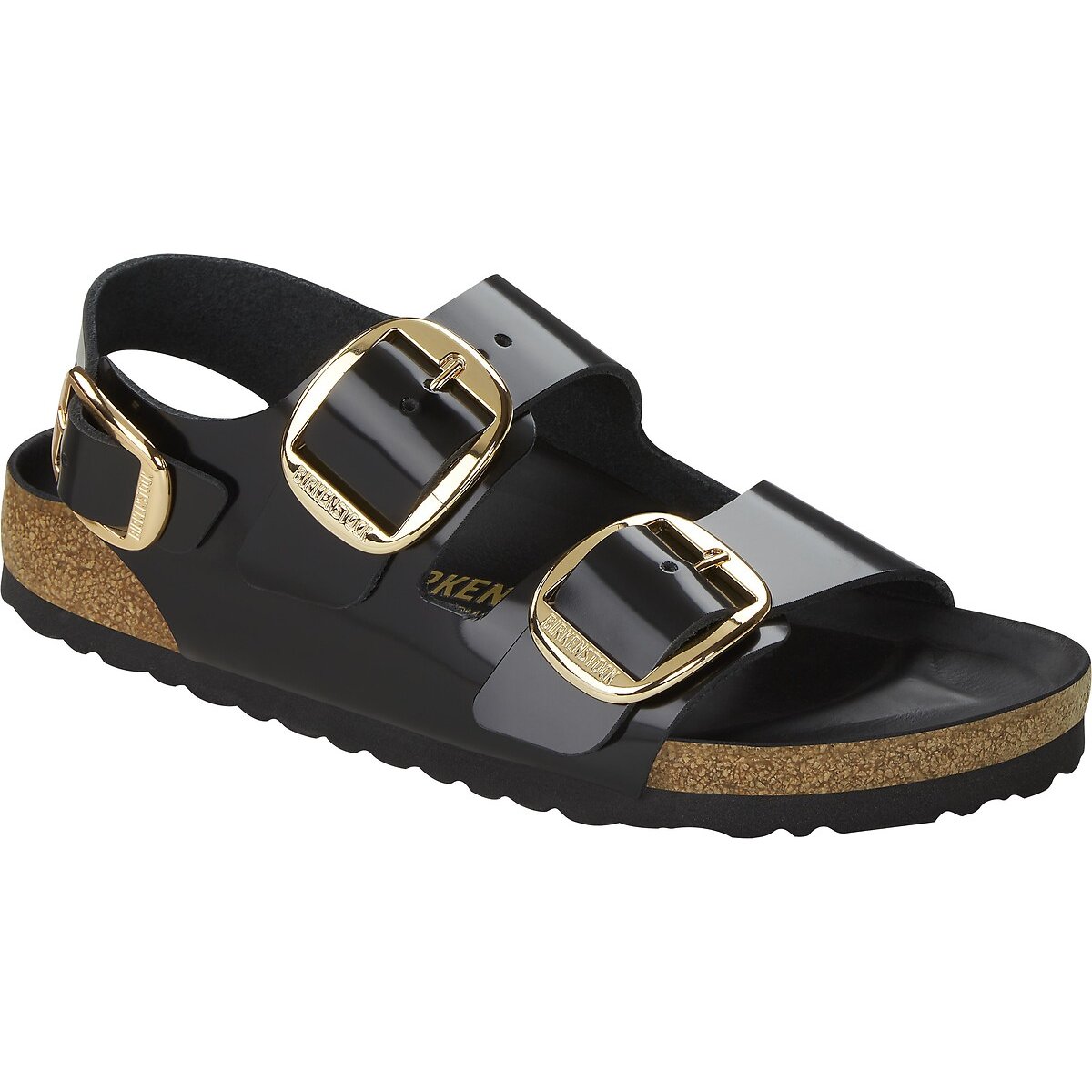 Sandales avec bride arrière MILANO BIG BUCKLE noir verni, BIRKENSTOCK