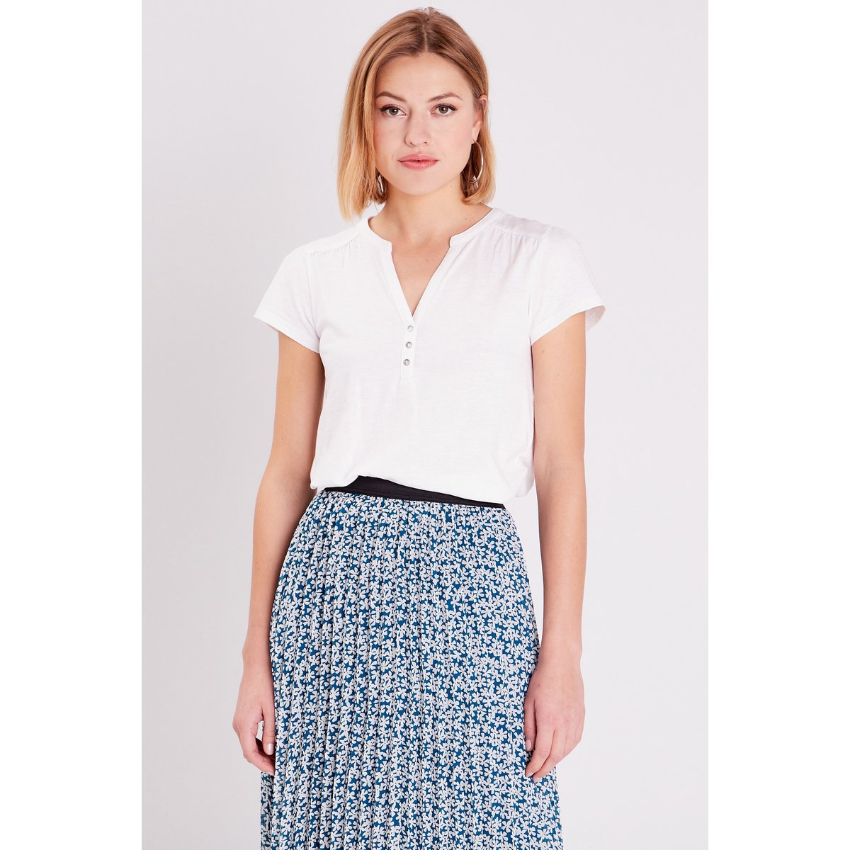 T-shirt boutonné sur le devant blanc, CACHE CACHE