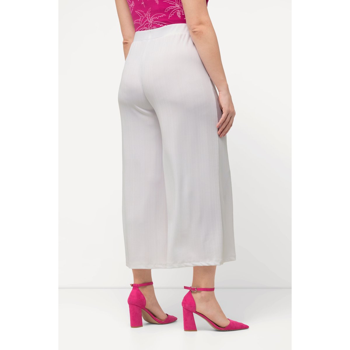 Jupe-culotte en tissu texturé. blanc neige, ULLA POPKEN