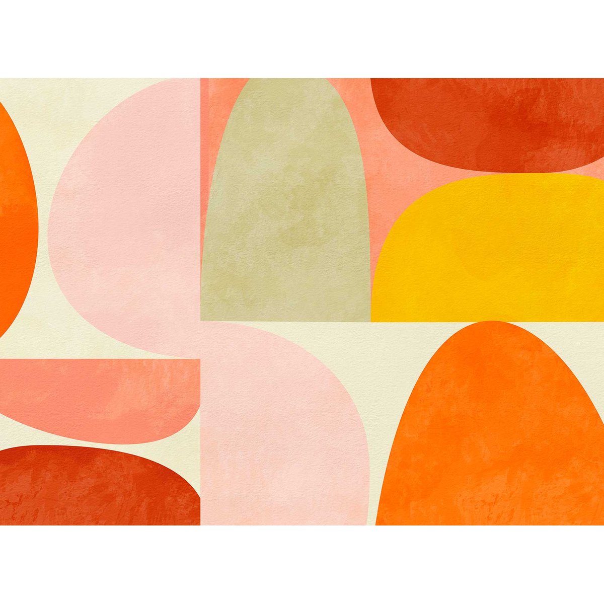 Papier peint formes couleurs oranges intissé, HEXOA