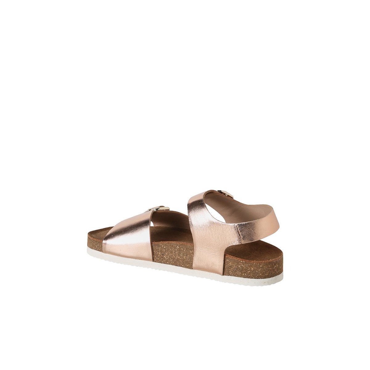Sandales cuir à doubles boucles rose pâle, VERTBAUDET