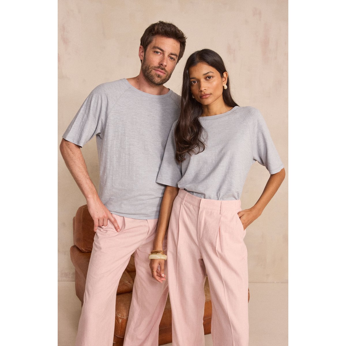 T-shirt unisexe à manches courtes chanvre et coton INTENSE pure bleached, Maison 123