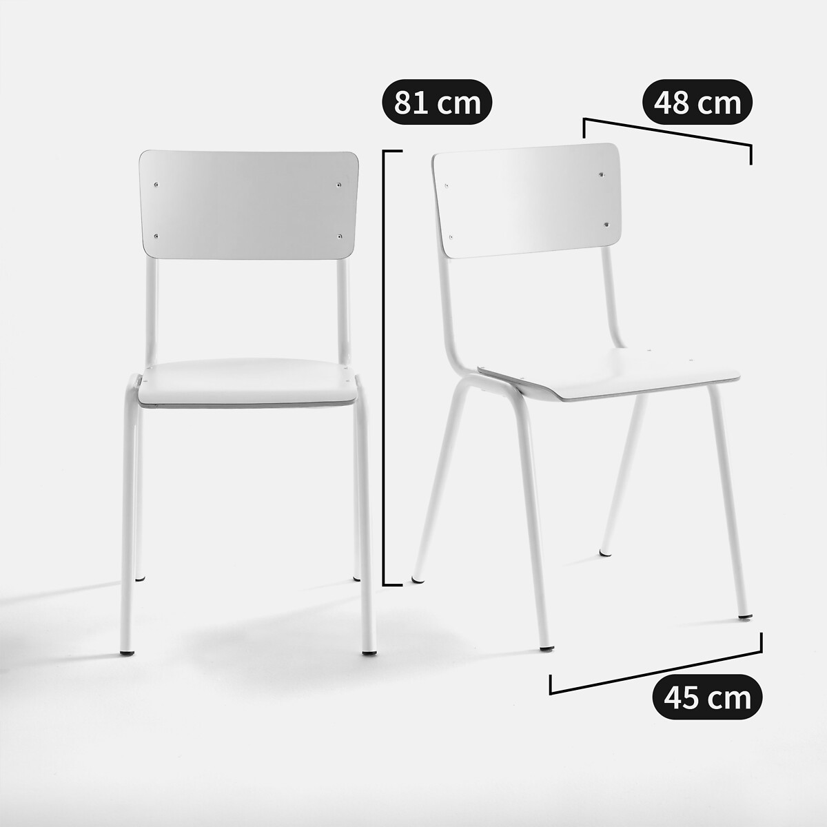 Lot de 2 chaises d'écolier empilables, Hiba noir, LA REDOUTE INTERIEURS