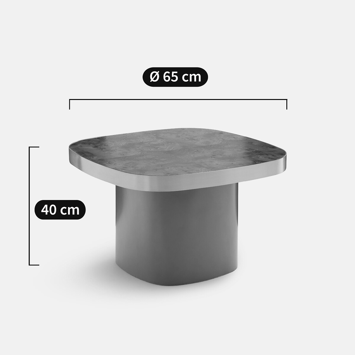 Mesa de centro, tampo folheado de olmo, diâmetro 65 cm, PAULIS bronze, LA REDOUTE INTERIEURS