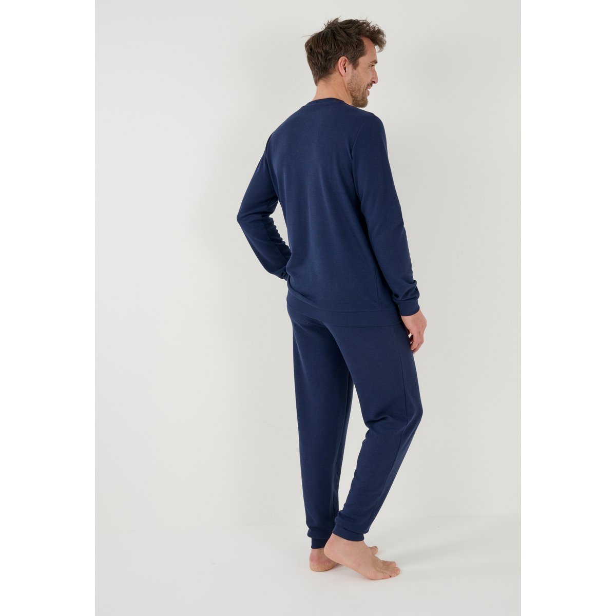 Pyjama Thermolactyl en maille gaufrée bleu marine, DAMART