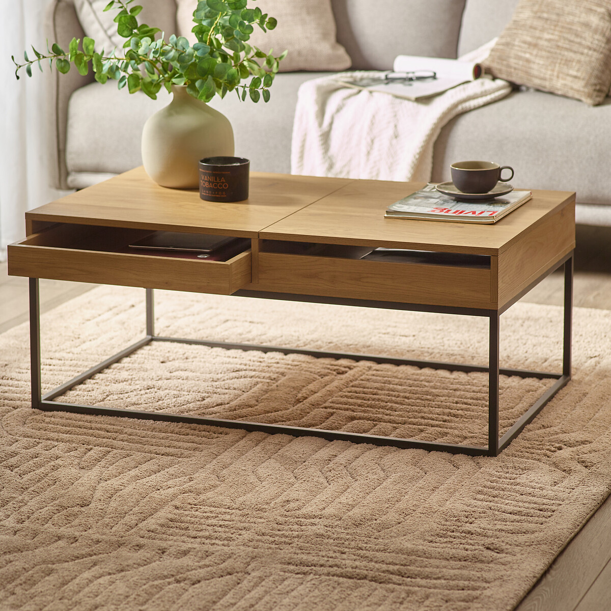 Kael Rectangular Storage Coffee Table oak, SO'HOME
