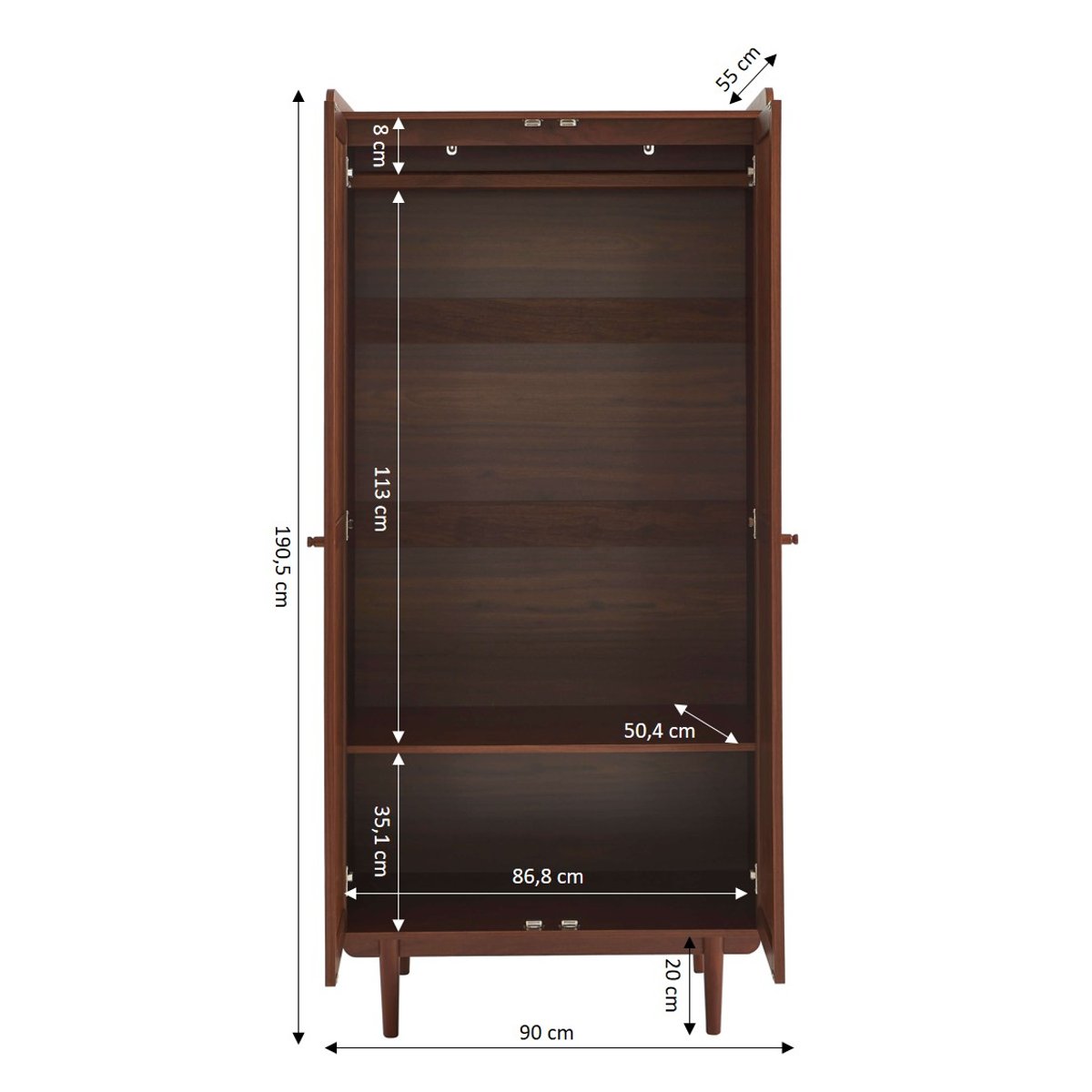 Armoire 2 portes en cannage LEON noyer, SORELH