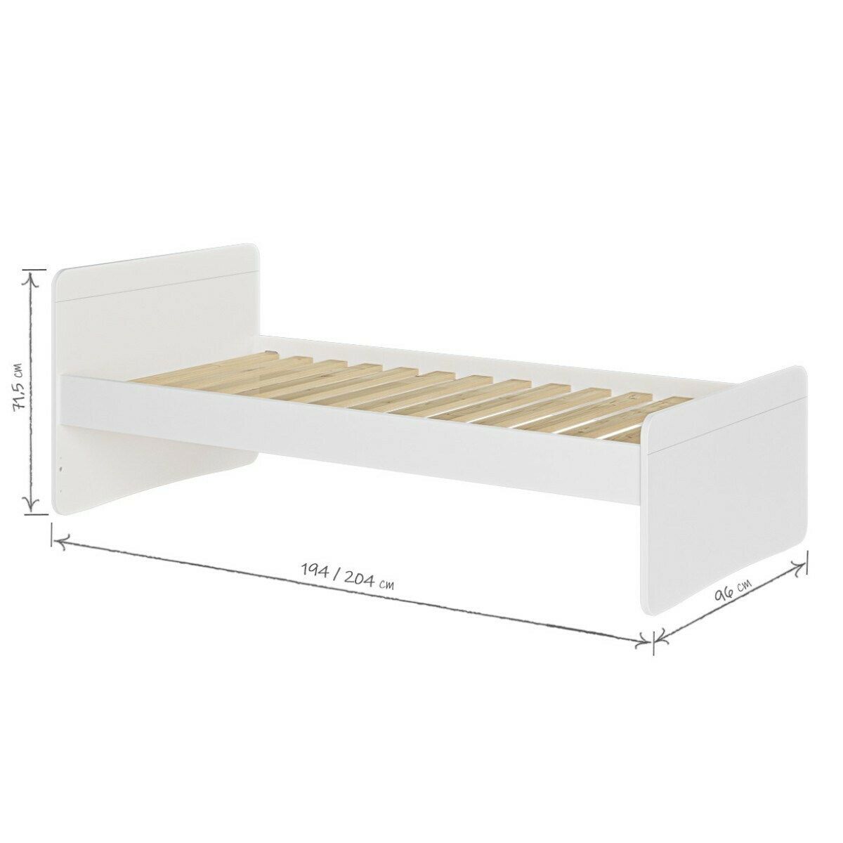 Pack lit gigogne avec matelas Bois massif LILOW blanc, AKITEN RETAIL