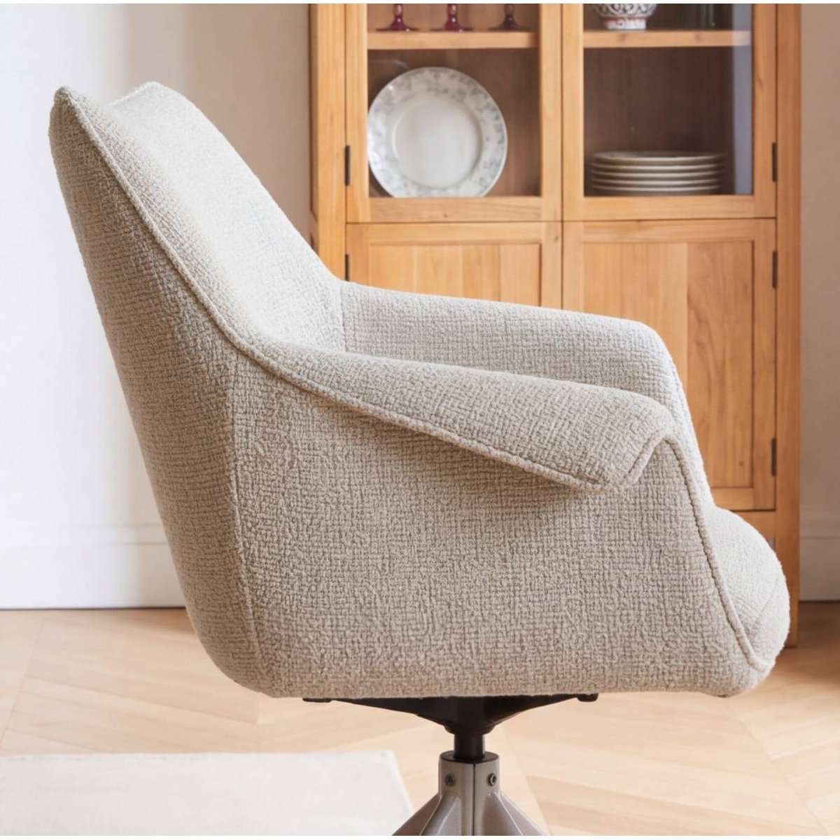 Lot de 2 chaises en tissu FLORINE beige, MADE IN MEUBLES